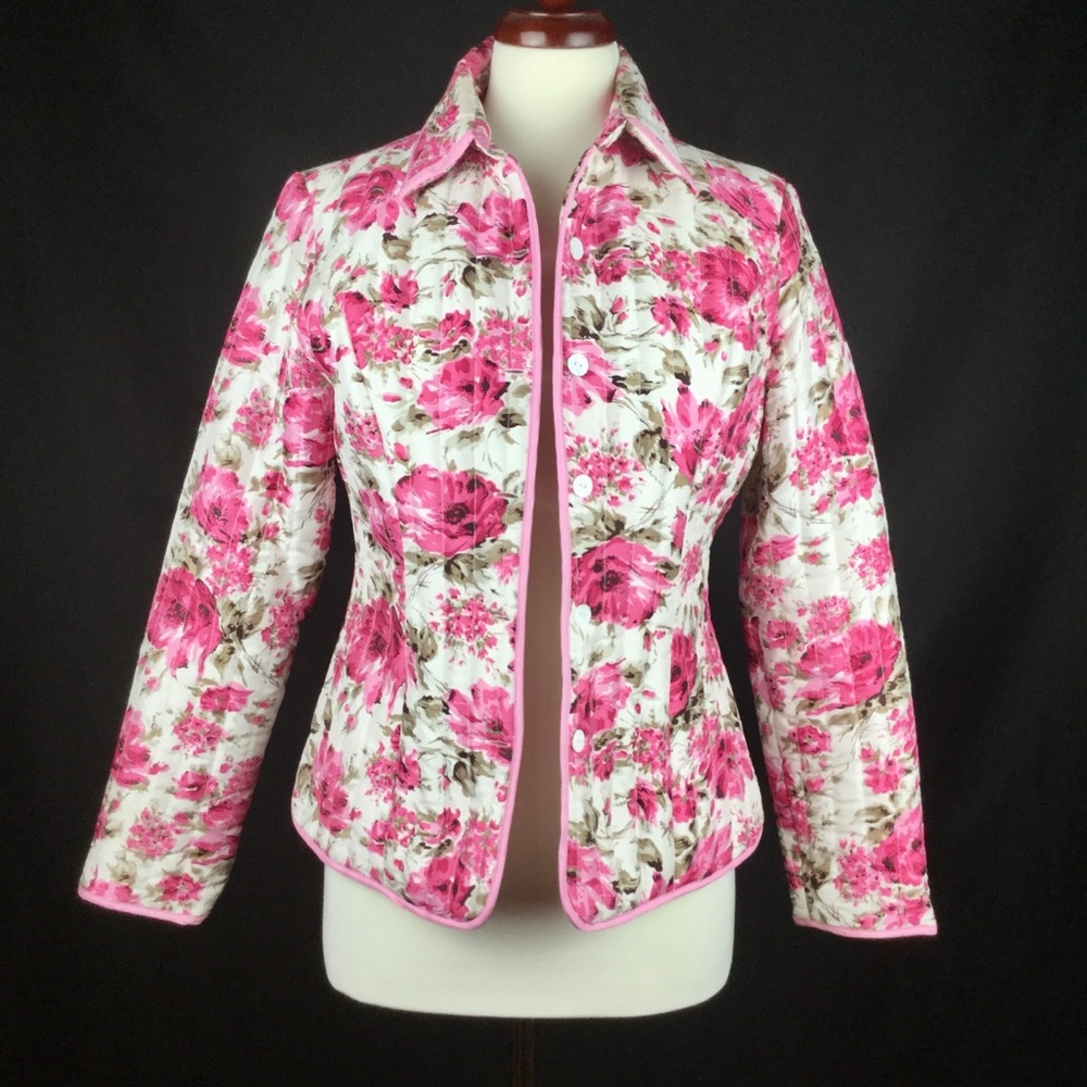 SilkLand Pink Floral Quilted Jacket